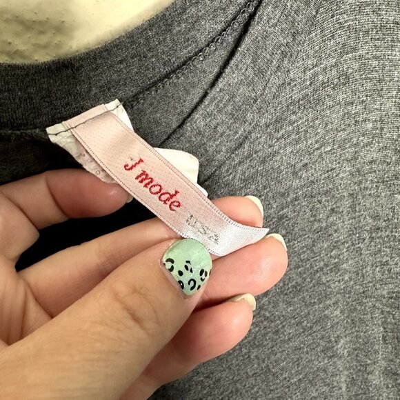 J Mode USA Women Medium Gray Shirt Dress Long Sleeve W/ Pockets 3/4 Sleeve SOFT - Picture 3 of 8